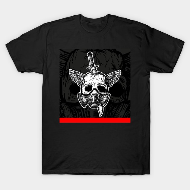 Tattoo style skull in gasmask T-Shirt by ComPix